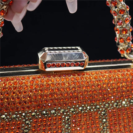 Popular In Nigeria Exquisite Evening Bags With Diamond Design Fashion Handle Clutch Rhinestone Embellished Long Chain Bag PlatiNum