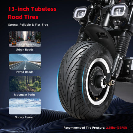 Halo Knight T107 Max Scooter elettrico 13 pollici Off Road Pneumatico 4000W * 2 Doppio motore 72V 50Ah Batteria E-Scooter per pendolarismo urbano