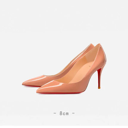 Tacchi da donna Colore nudo Tacco alto elegante da donna Scarpe nere di lusso donna 2025 Fondo rosso lucido Punta a punta Party Ladies Women platinumshop