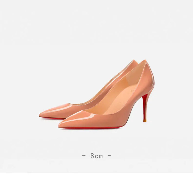 Tacchi da donna Colore nudo Tacco alto elegante da donna Scarpe nere di lusso donna 2025 Fondo rosso lucido Punta a punta Party Ladies Women platinumshop