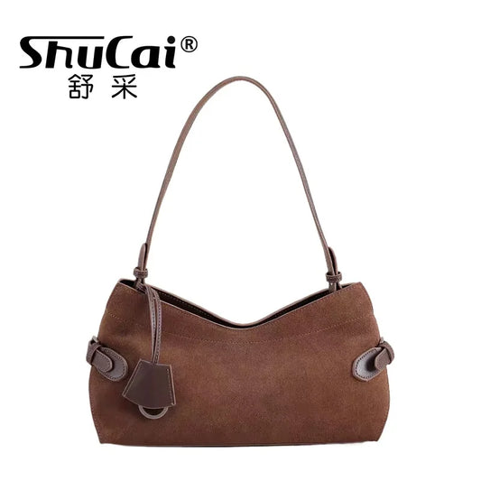 Autumn Winter Fashion Women's Suede Cow Leather Armpit Shoulder Bag Luxury Designer Brand High Quality Ladies Crossbody Bags New