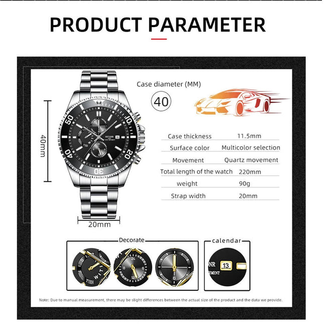 Orologi da lavoro da uomo di lusso Orologio da uomo al quarzo argento Orologio luminoso maschile platinumshop