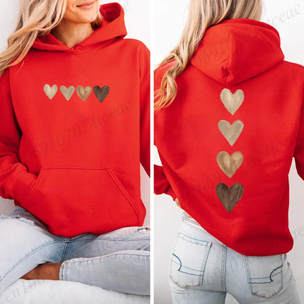 Fashion Gothic Love Heart Printed Hoodies Long Sleeve Shirt Vintage Sweatshirts Women's Print Sportwear Pullovers Sweatshirts