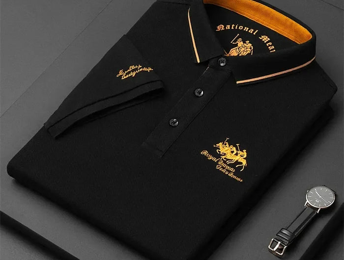 Men's Embroidered Short Sleeve Polo Shirt Casual Fashion Comfortable Summer Top