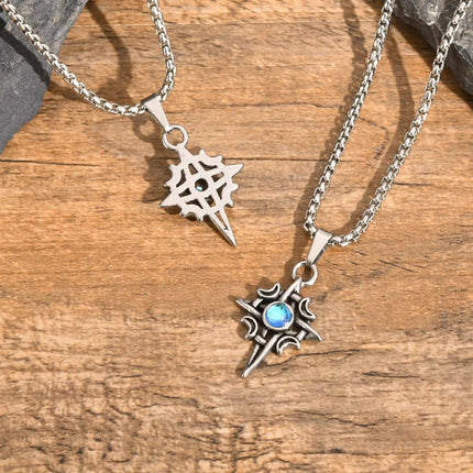Vnox Witches Knot Moon Star Collane con ciondolo Orecchini per uomo Donna, set di gioielli con collare in pietra di luna con nodo celtico in acciaio inossidabile platinumshop