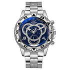 Orologio al quarzo da uomo di lusso Orologio da polso da uomo d'affari classico Quadrante grande Striscia di acciaio legato Orologio al quarzo da uomo a tre occhi con luce blu platinumshop