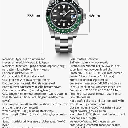 ADDIESDIVE Men's Watch NH35 Automatic Luxury Sapphire Crystal 200m Waterproof Luminous Date Stainless Watches Relogios Masculino