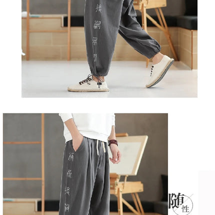 2024 autunno stile cinese pantaloni Casual alla moda moda Versatile High Street Sports Harun Pants Hombre collant larghi a gamba larga