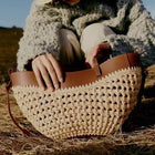 Borsa tote casual versatile alla moda artistica retrò Borsa a tracolla singola Borsa grande intrecciata in erba di grande capacità