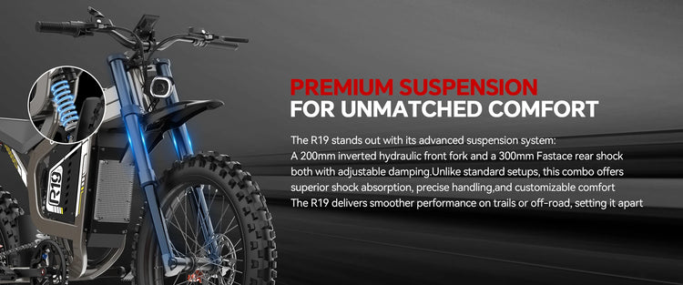 COSWHEEL R19 Bicicletta Elettrica 72V 40AH con Batteria al Litio, E-bike da Montagna per Adulti 9000W, Ciclomotore Elettrico da Uomo, E-truck da Strada