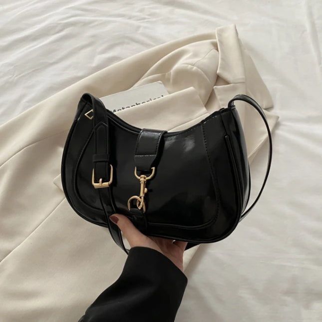 Elegante Borsa a Tracolla da Donna - Borsetta Quadrata Retrò con Chiusura a Zip, in Resistente Materiale PU