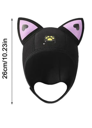 Cappuccio da sub con orecchie di gatto Cappuccio da muta in neoprene da 3 mm Cuffia da nuoto da donna carina per il surf Snorkeling Sport acquatici Cappello da sub da surf