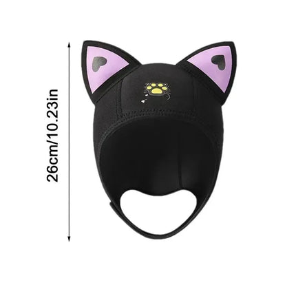 Cat Ear Diving Hood 3mm Neoprene Wetsuit Hood Cute Women's Swimming Cap for Surfing Snorkeling Water Sports Surf Diving Hat