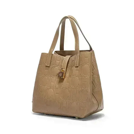 CH Large Capacity Handbag Luxury Brand Temperament Letter Print with Lock Design 2025 Trendy Women's Crossbody Bag PlatiNum