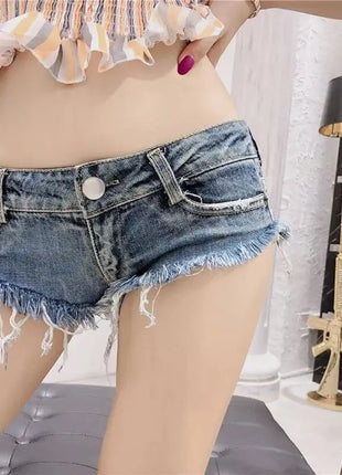 Summer Sexy Low Rise Denim Shorts Women High Elastic Butt Lifting Hot Pants Beach Triangle Shorts Fashion Stretchy Jeans Shorts PlatiNum
