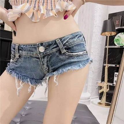 Summer Sexy Low Rise Denim Shorts Women High Elastic Butt Lifting Hot Pants Beach Triangle Shorts Fashion Stretchy Jeans Shorts PlatiNum