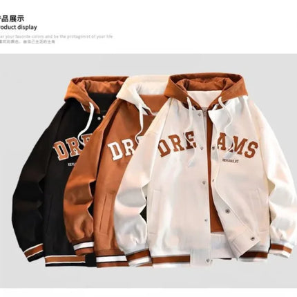Men's Autumn New Brand All-match Student Letter Hooded Jacket Trendy Women High Quality Varsity Baseball Uniform Jacket