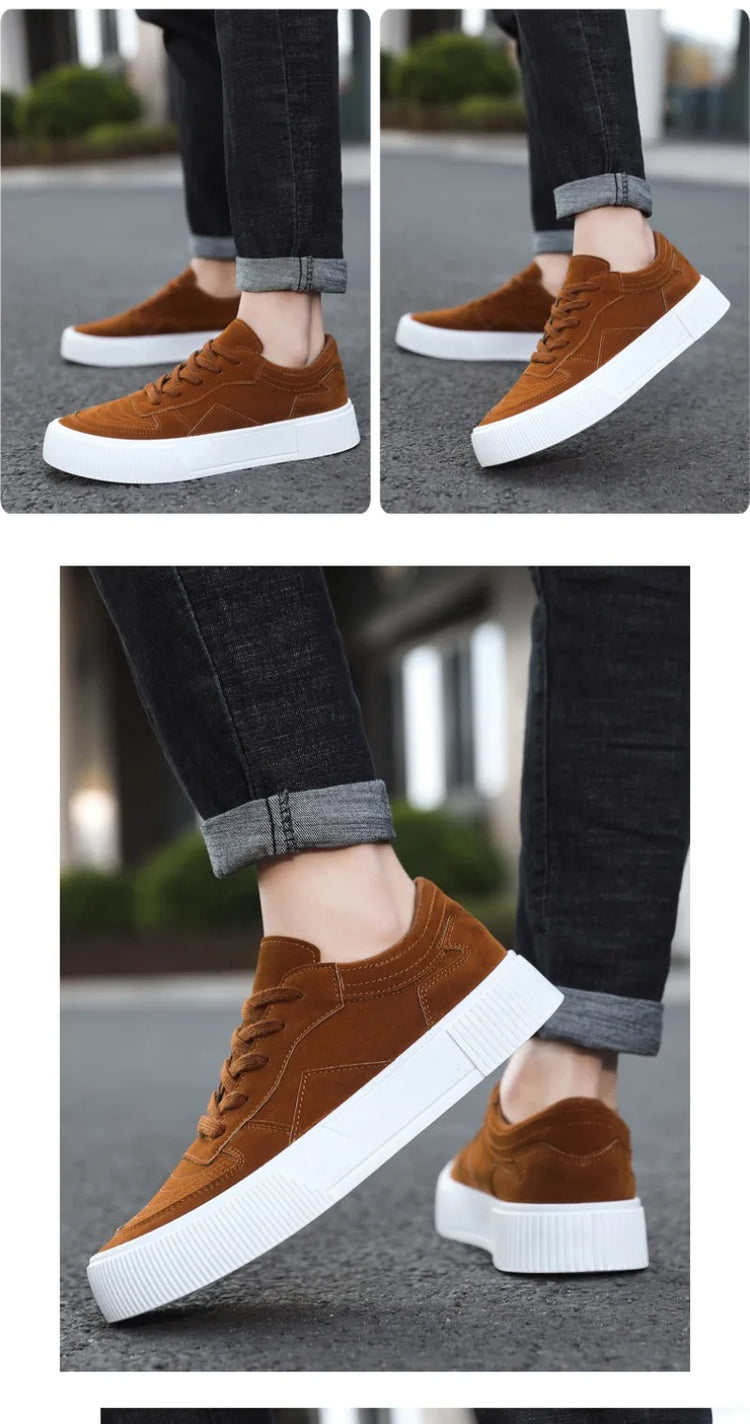 Men's Vulcanized Shoes Fashion Casual Sneakers Lace Up Platform Shoe High Quality Suede Casual Shoes for Men Sneakers Man Shoes