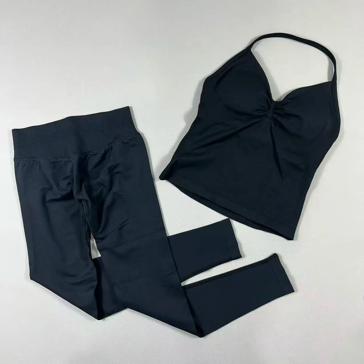 Yoga 2pcs Impact Gym Set Women Backless Tank Tops High Waist Scrunch Seamless Shorts Fitness Clothes Activewear Workout Sets