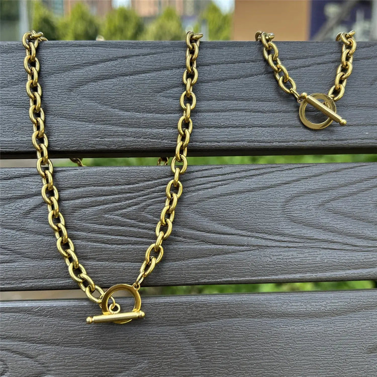 Set di gioielli con ginocchiera in acciaio inossidabile di nuovo stile per uomo e donna, set di bracciali e collane con catena a maglie platinumshop