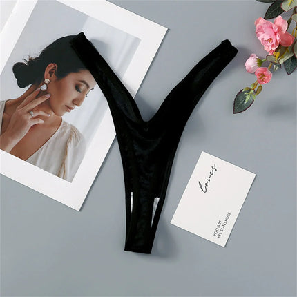 High Slit Deep V Thong for Women Low Waist Seamless Sexy Hot G Strings Breathable Elastic Ladies V Strings Plus Size S-XL