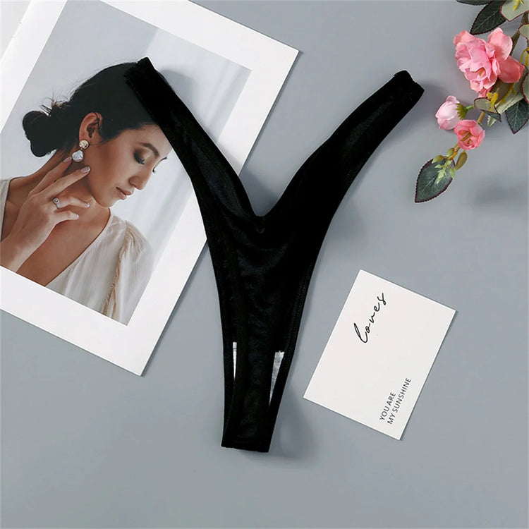 High Slit Deep V Thong for Women Low Waist Seamless Sexy Hot G Strings Breathable Elastic Ladies V Strings Plus Size S-XL
