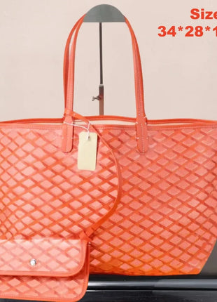 Borsa tote da donna in vera pelle da 34 cm, borsa alla moda, set da 2 pezzi con mini portafoglio in pelle abbinato per lo shopping quotidiano