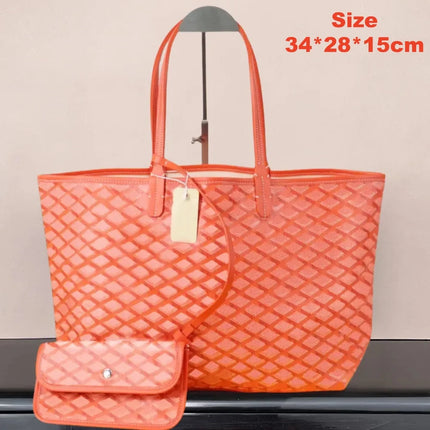 Borsa tote da donna in vera pelle da 34 cm, borsa alla moda, set da 2 pezzi con mini portafoglio in pelle abbinato per lo shopping quotidiano