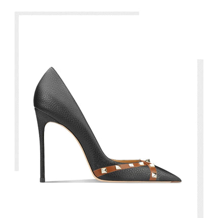 Scarpe da Donna in Pelle Verniciata Stile Star 2026, Tacchi Alti di Lusso con Borchie, Pumps Sexy a Punta, Scarpe da Sposa, Scarpe da Sera 34