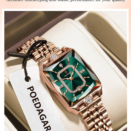 POEDAGAR Orologio da donna di lusso Impermeabile Data Orologio da polso da donna casual di alta qualità Orologio da donna elegante al quarzo in acciaio inossidabile platinumshop