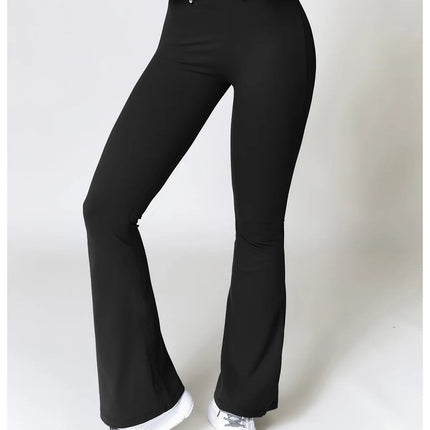 High Waist Flare Leggings Yoga Pants Women Wide Leg Pants Women Gym Workout Fitness Sports Flared Pants Latin Dance Trousers PlatiNum
