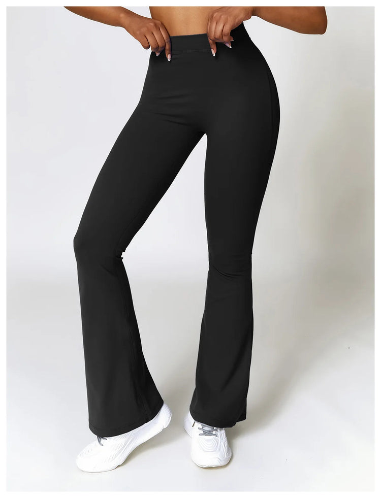 High Waist Flare Leggings Yoga Pants Women Wide Leg Pants Women Gym Workout Fitness Sports Flared Pants Latin Dance Trousers PlatiNum