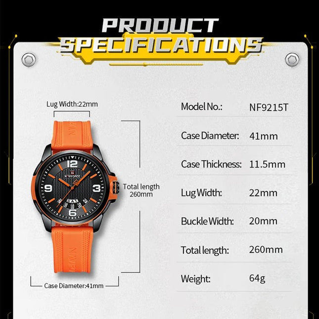NAVIFORCE Creativo cinturino in TPU orologio da polso maschile moda sportiva 3ATM quarzo impermeabile giorno e data display orologi da uomo Reloj Hombre platinumshop
