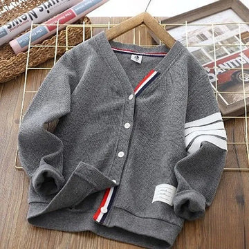 New Children's Spring Autumn Striped Knit Sweater Long Sleeve Boys Girls Cotton V-Neck Cardigan Sweaters Kids Coat 3-13 Years