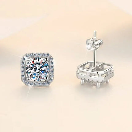DISINIYA Color Earrings Mosonite Earring Square Bag Earrings marry Jewelry simple and fashionable party, Valentine's Day gift PlatiNum