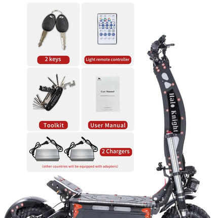 Halo Knight T107Max Scooter elettrico per adulti 14 pollici Off road Pneumatici E-Scooter per uomo 4000W 72V 50 AH Pieghevole City EScooter