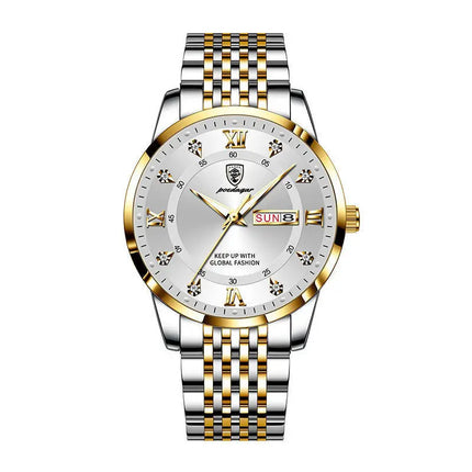 Orologio da uomo con doppio calendario, impermeabile, con luce notturna, edizione coreana, orologio alla moda, regalo di compleanno per uomo, sorpresa