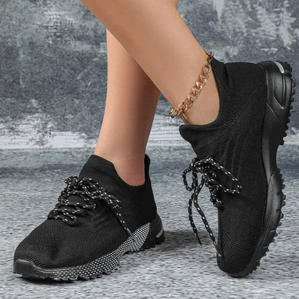 Breathable Socks Shoes Women Lightweight Knitted Casual Sneakers Non-slip Walking Footwear Outdoor Jogging Fitness Sports PlatiNum