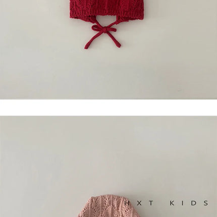 Moda retrò cava bambini cappelli lavorati a maglia fatti a mano all'uncinetto ragazze di fiori genitore-figlio cappello di cotone all'aperto 2024 autunno inverno berretti