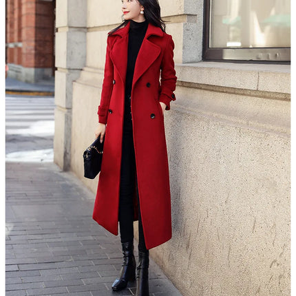 Women‘s Coat Winter Korean Fashion Long Coated Thickened Woolen Winter Coat for Women Black Coat Harajuku