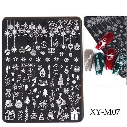 1 PC Nail Stamping Plates Christmas French Xmas Steel Printing Stencil Snowflakes Nail Stamp Templates Nail Art Manicure Tools