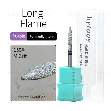 HYTOOS Diamond Cut Pro Nail Drill Bits Chrome Flame Russian Cuticle Bit for Electric Nail Drill Dead Skin Cleaner Nail Prep Tool