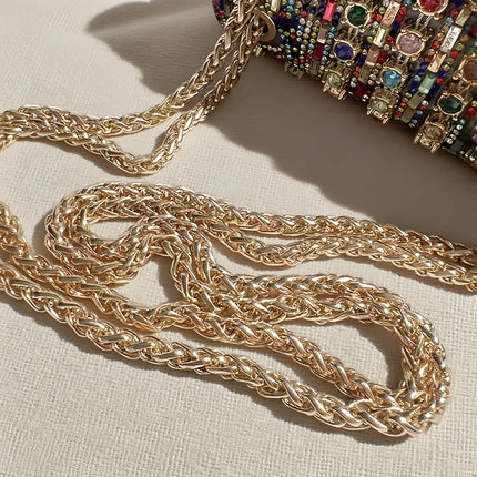Fashionable Retro Diamond Studded Gold Chain Women's Crossbody Bag Handbag Dinner Bag Underarm Bag Single Shoulder Bag PlatiNum