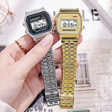 Orologio digitale multifunzione LED da donna retrò unisex F91W Orologio sportivo da polso elettronico da donna in acciaio inossidabile platinumshop