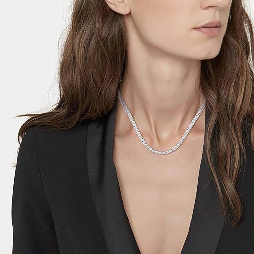 Gioielli Hip Hop Cubic Zirconia ghiacciata Catena da tennis ghiacciata Collana bling placcata oro 18 carati per le donne Logo laser personalizzato gratuito