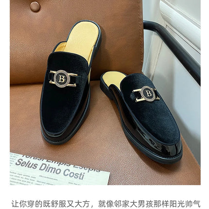Scarpe casual in pelle da uomo Ciabatte nere di lusso Appartamenti di moda Pantofole da esterno traspiranti estive Mocassini slip on maschili firmati