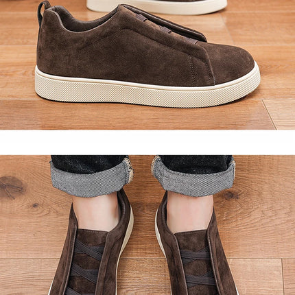 Spring men's thick soled board shoes high-quality suede leather casual sports shoes comfortable and fashionable low top shoes
