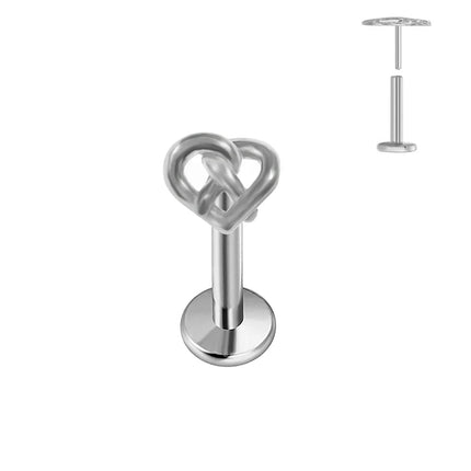 ASTM F136 G23 Orecchino a forma di cuore in titanio 16G 18G 20G Piercing senza filettatura Farfalla Push in Lip Stud Daith Labret Conch platinumshop
