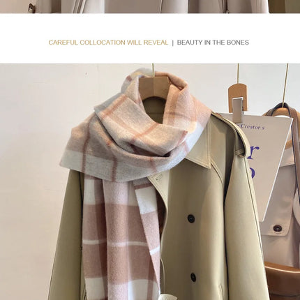 High Quality 100% Pure Wool Scarf Women Classic Chic  Autumn Winter Colorful Plaid Tassel Warm Muffler Female Thermal Shawl Lady
