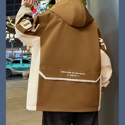 Fashion 2026 Spring Autumn Men's Casual Hooded Jackets Youth High Quality Streetwear Loose Coat Outdoor Windbreaker Top Clothing